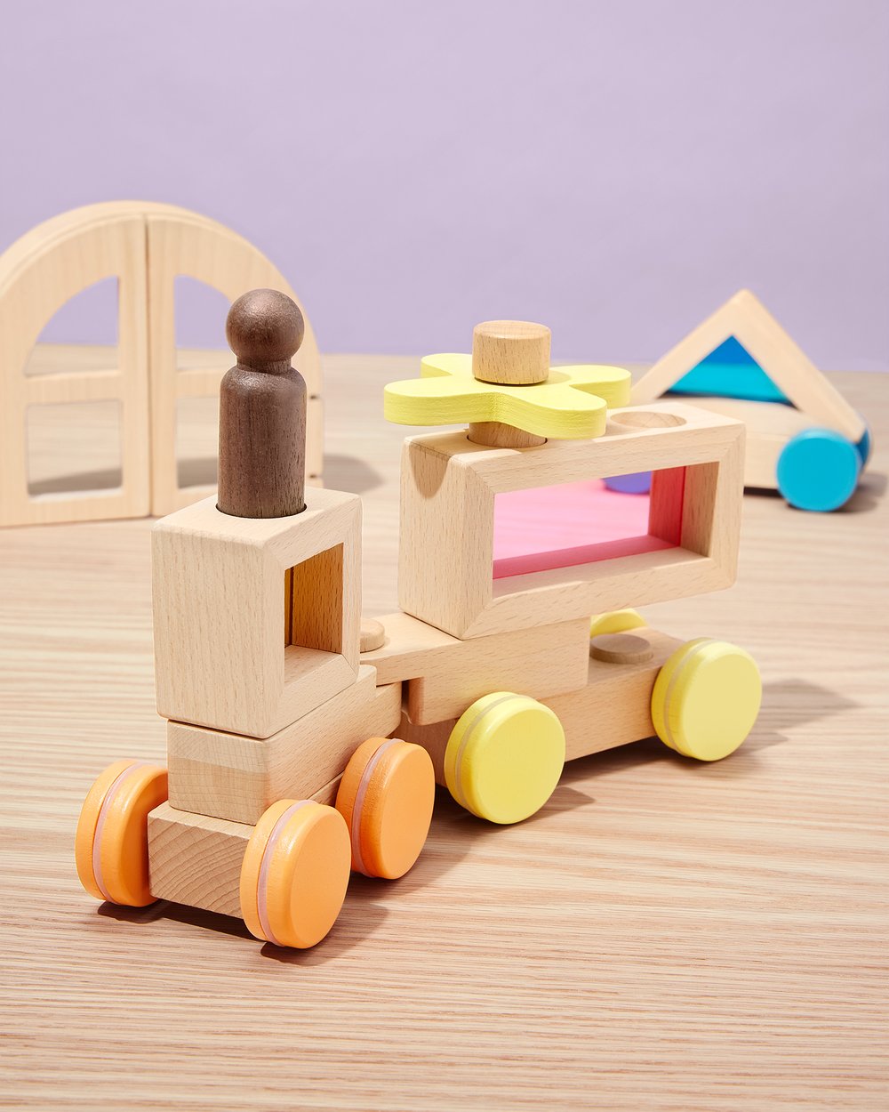 Rainbow Blocks and Cars Building Set