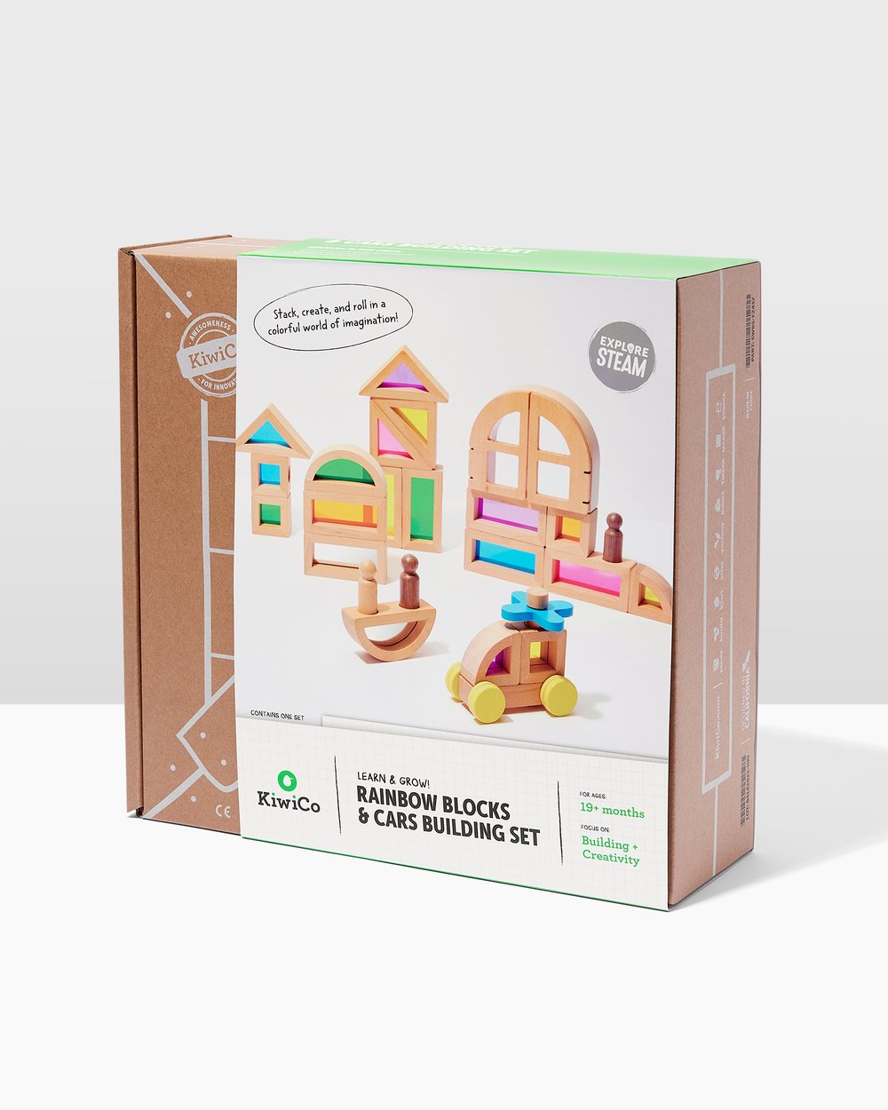 Rainbow Blocks and Cars Building Set