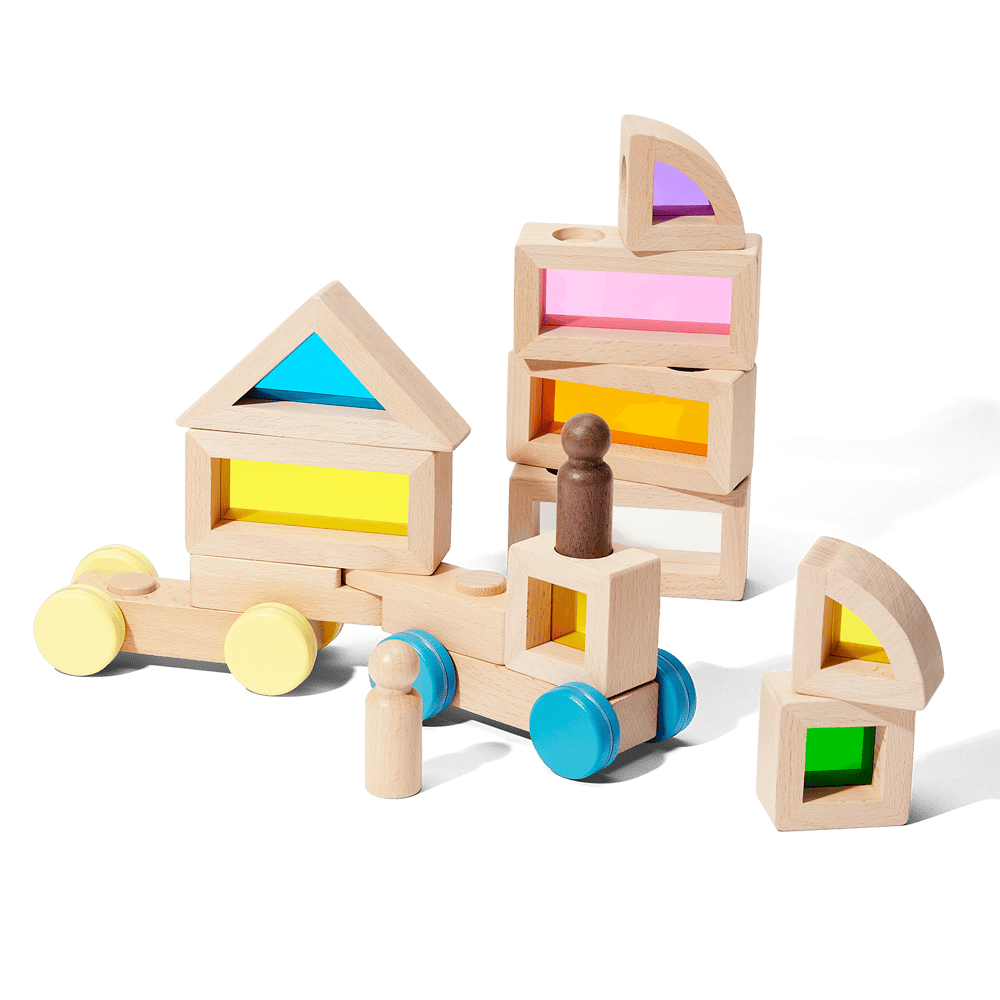 Rainbow Blocks and Cars Building Set